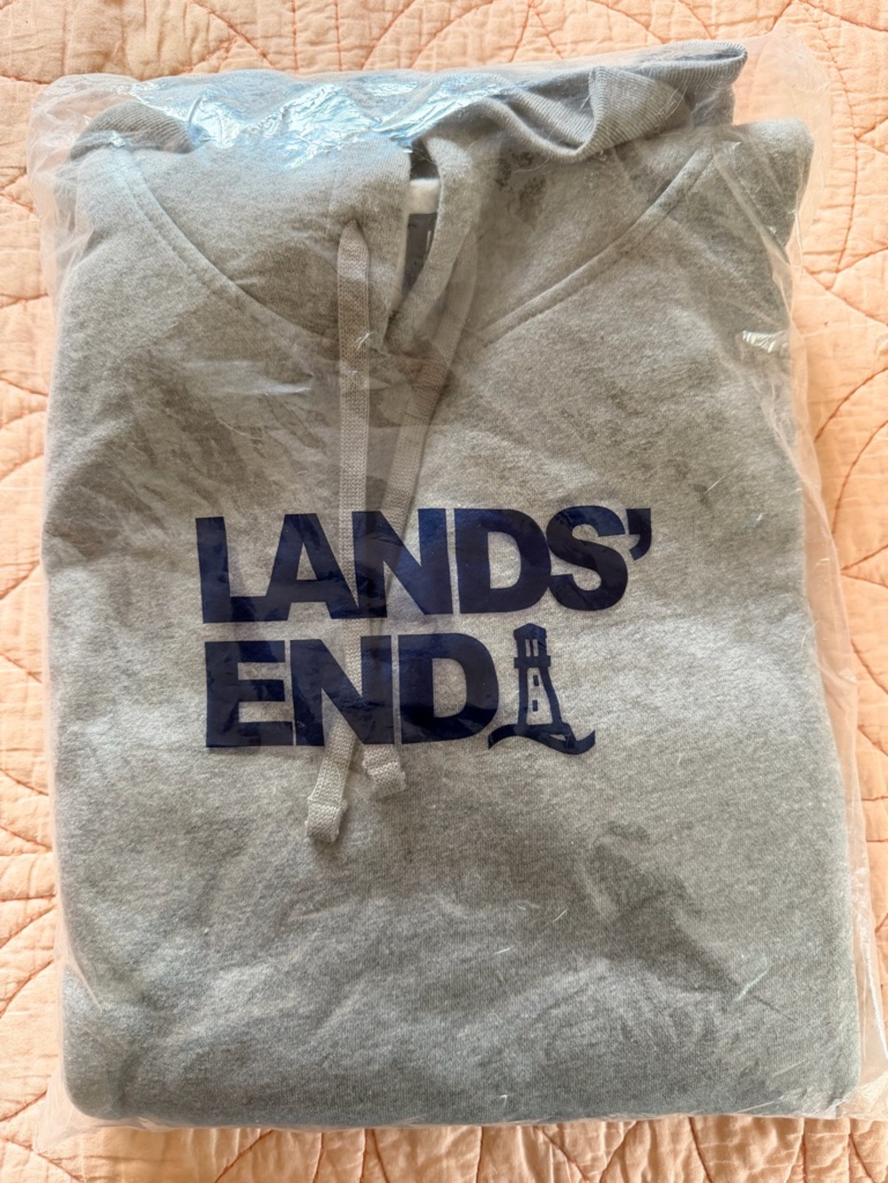 Lands' End Men’s Heather Gray Hoodie Sweatshirt